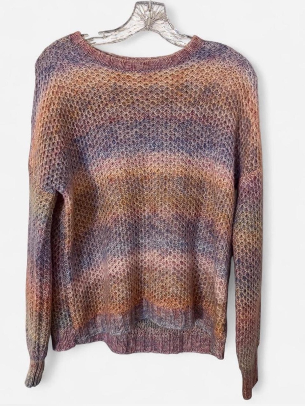 Women's Multicolor Waffle Knit Crewneck Sweater